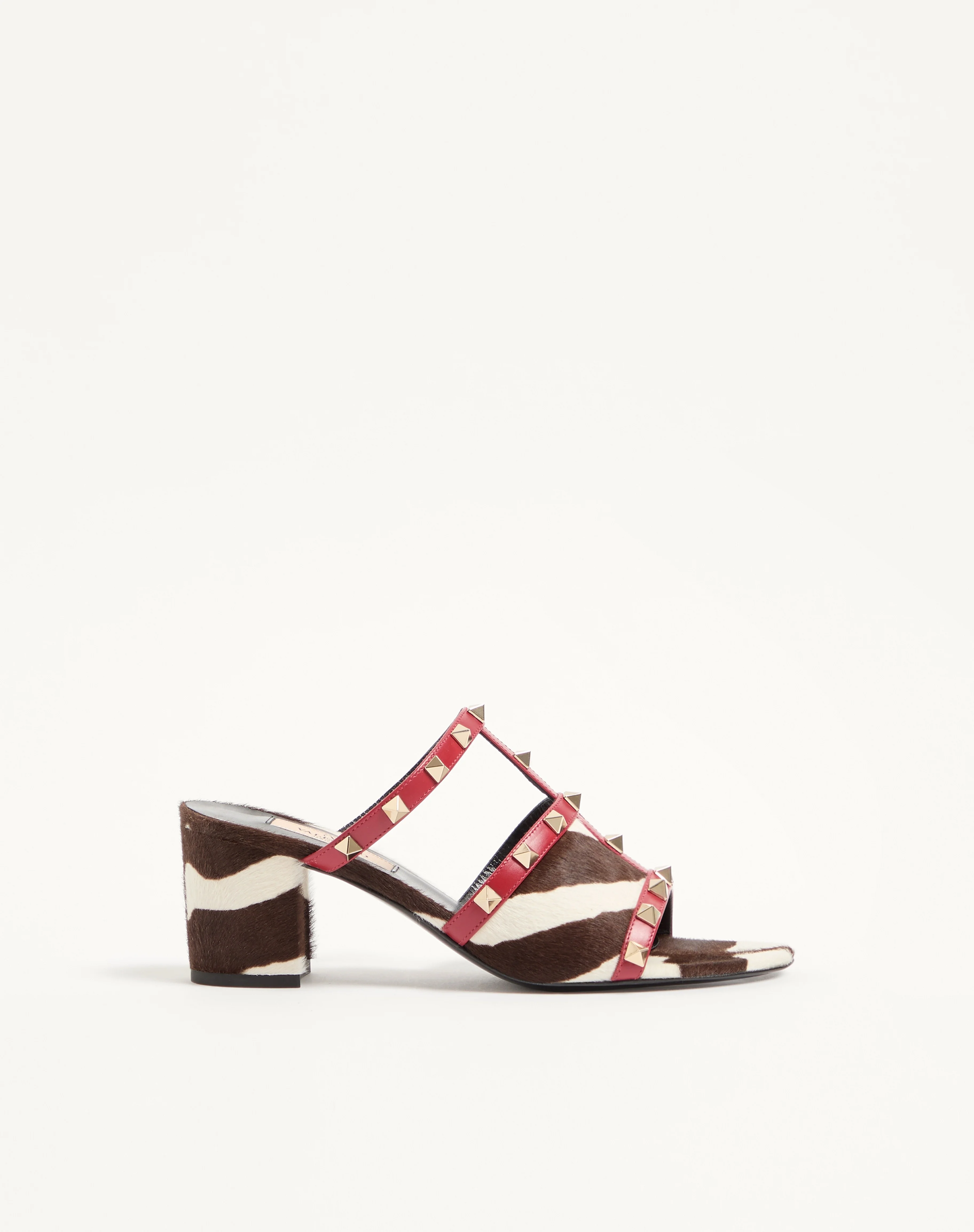 ROCKSTUD SLIDE SANDAL IN PONY-EFFECT CALFSKIN 60MM - 1