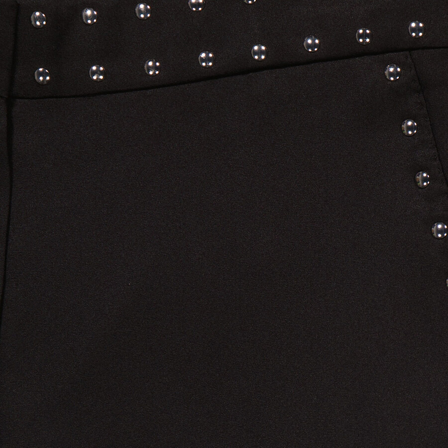 Burberry Black Silk Satin Studded Tailored Trousers - 6