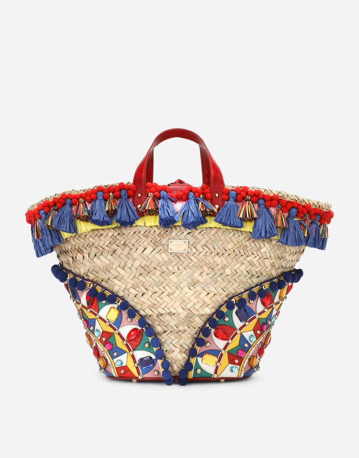 Straw Kendra coffa bag with embroidery - 1