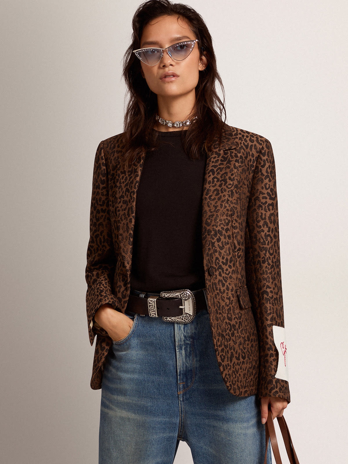 Golden Collection single-breasted blazer in wool with jacquard animal pattern - 2