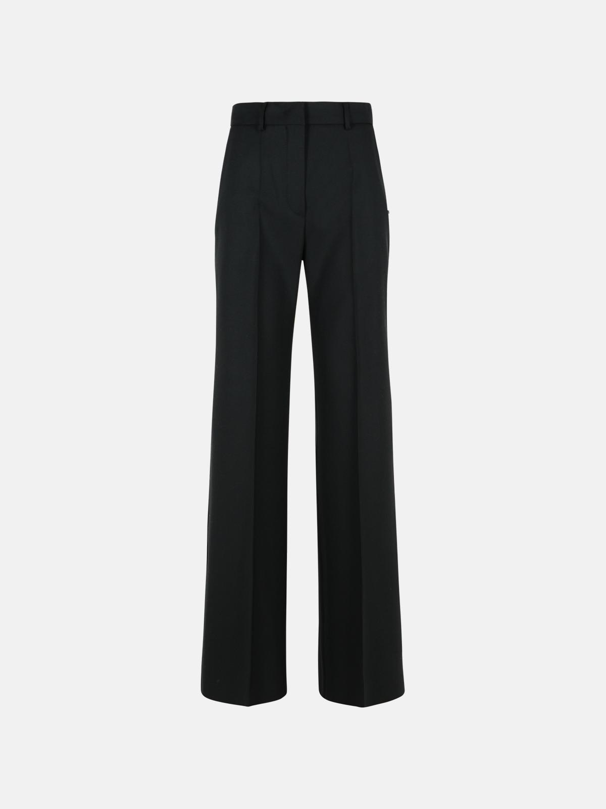 'OXALIS' BLACK VIRGIN WOOL PANTS - 1