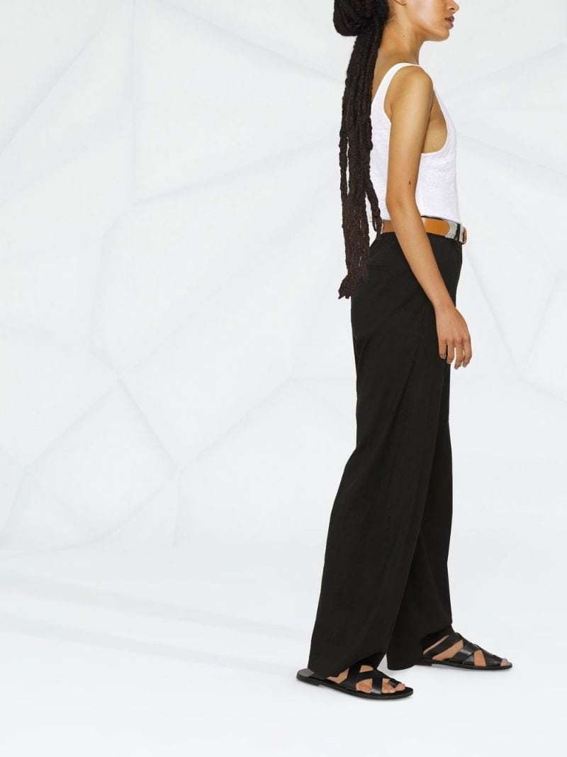 pleat-front straight leg trousers - 3