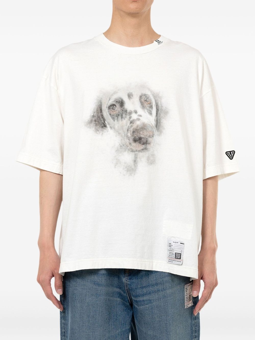 dog-print text-detail T-shirt - 2