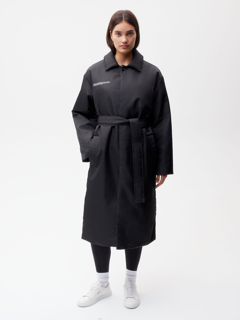 PANGAIA Womens Flower-Warmth Trench Coat - Black outlook
