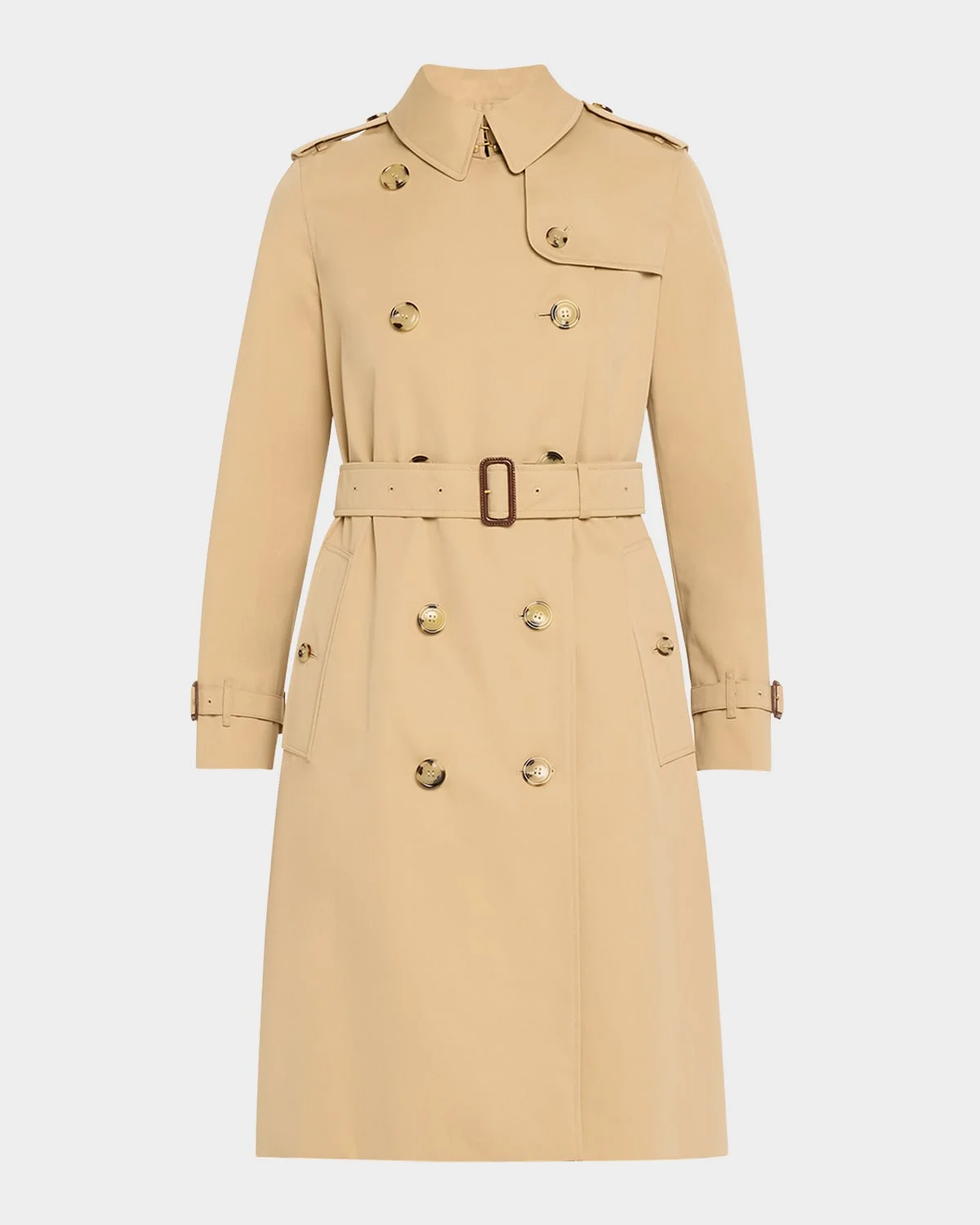 Kensington Organic Belted Double-Breasted Long Trench Coat - 1