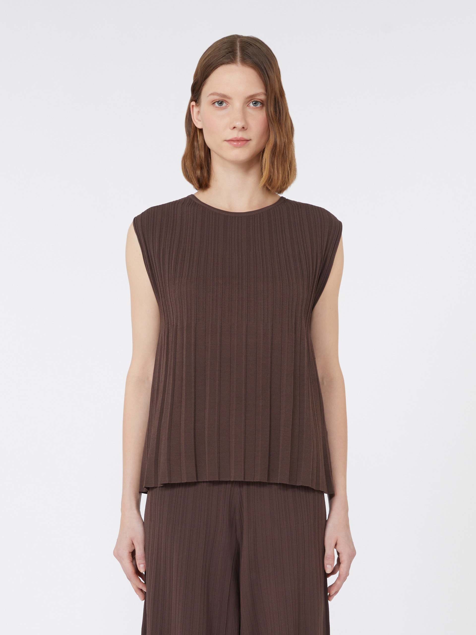 ANTIOPE Plissé-pleated yarn T-shirt - 3