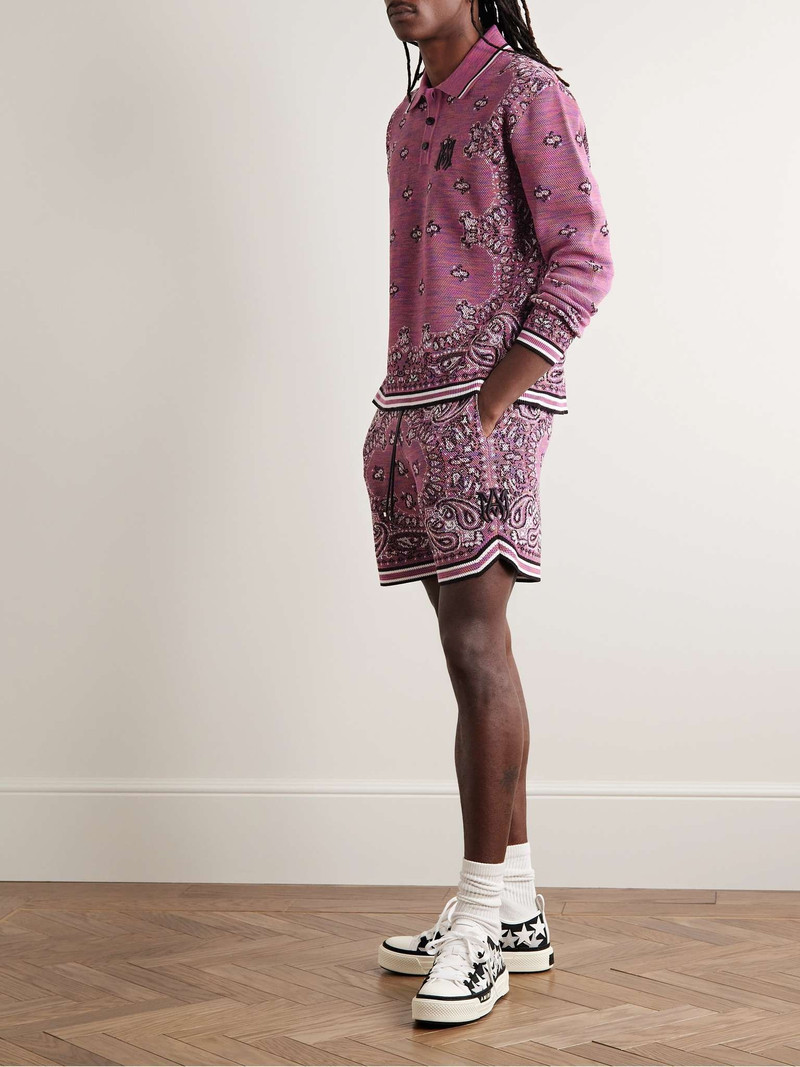 AMIRI Straight-Leg Space-Dyed Bandana-Jacquard Cotton Drawstring Shorts outlook