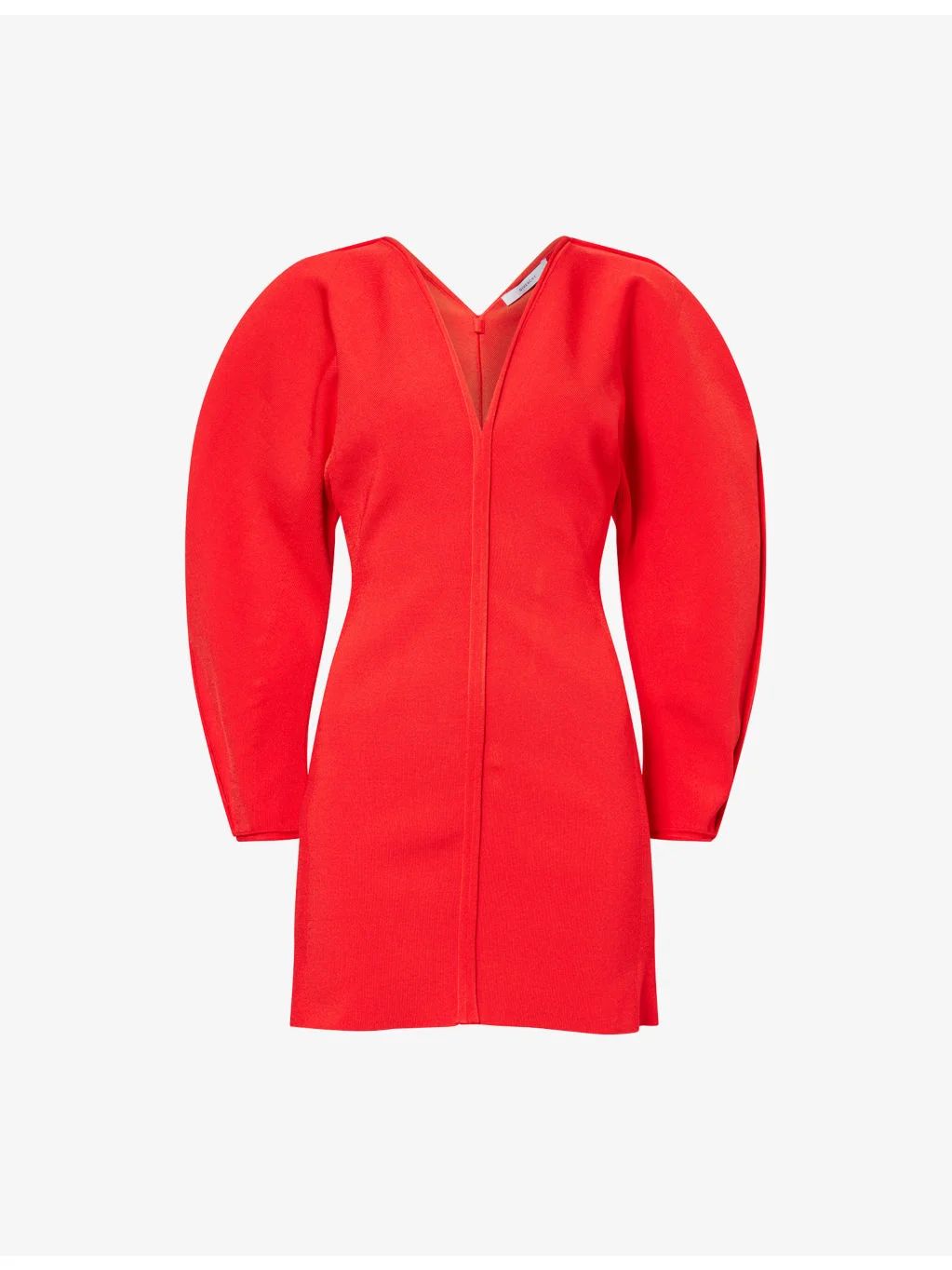 Cocoon-Sleeve V-Neck Knitted Mini Dress - 1