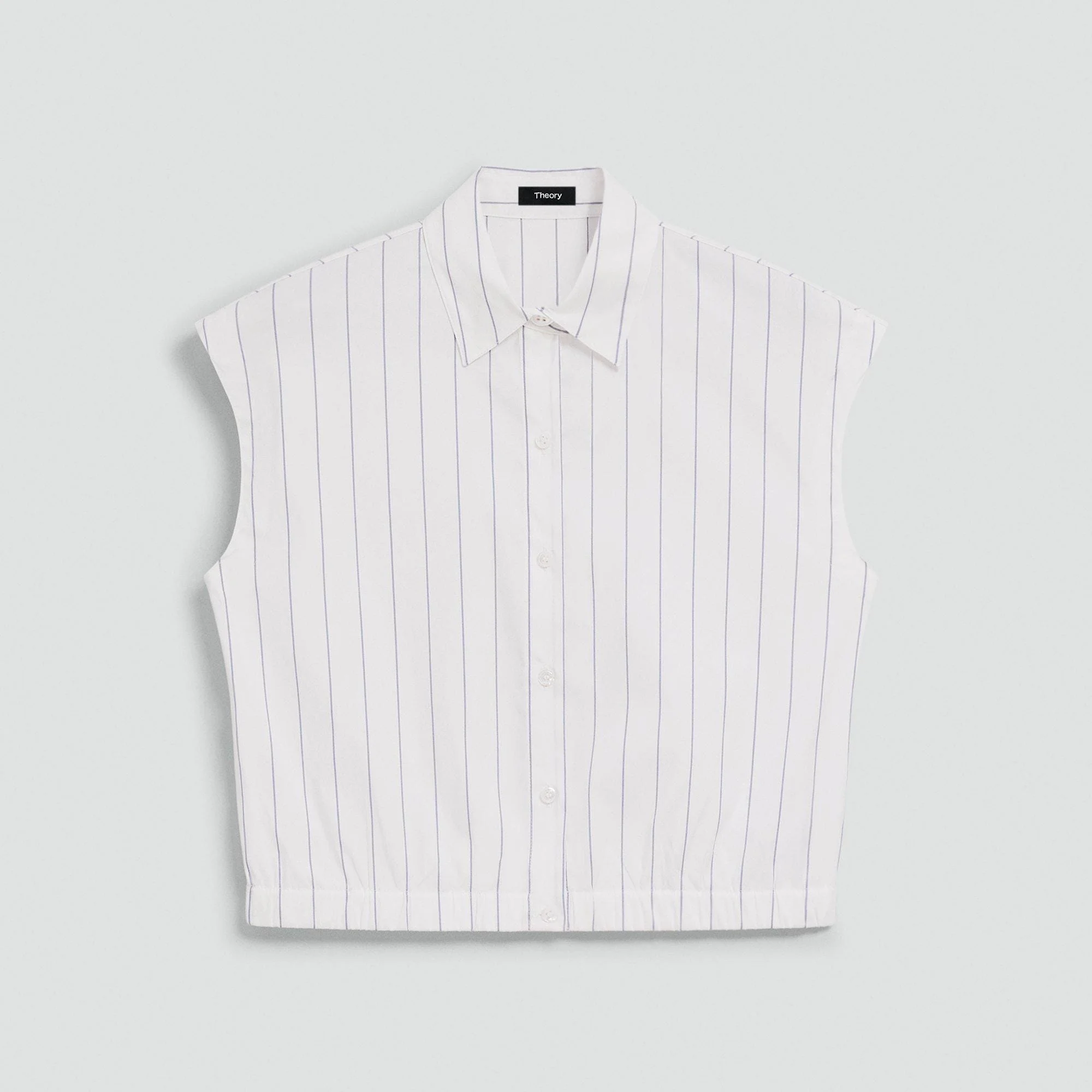 Cap-Sleeve Shirt in Striped Poplin - 1