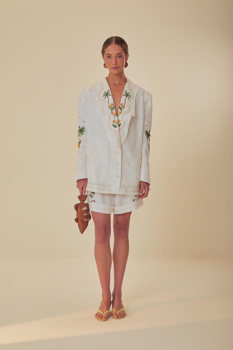 Off-White Coconut Tree Embroidered Richelieu Shorts 1