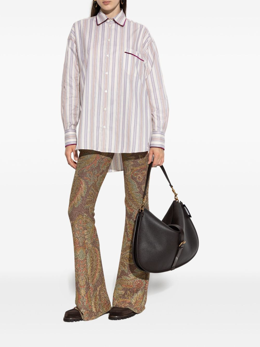 striped velvet-trimmed shirt - 2