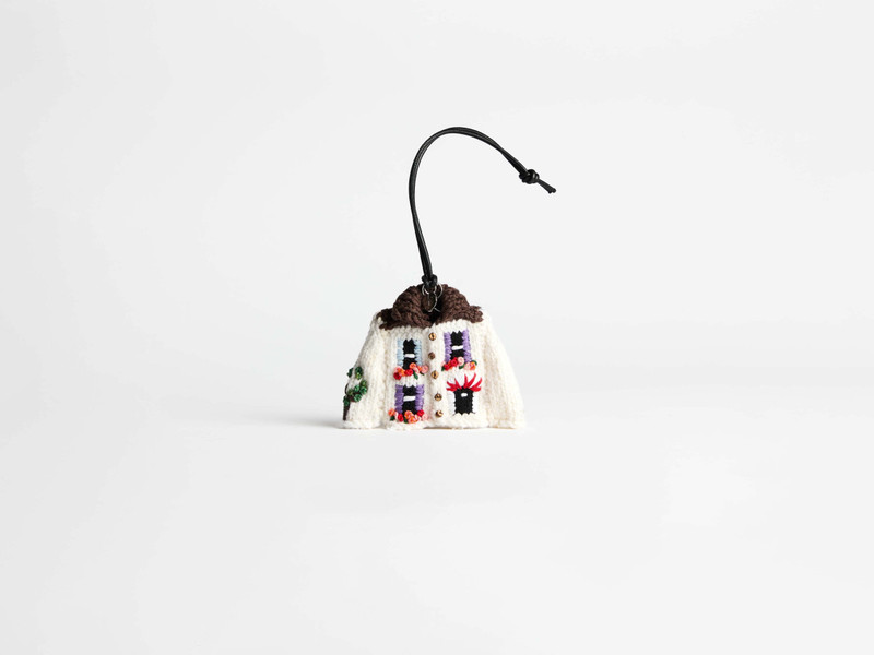 KNITTED HOUSE CARDIGAN CHARM IN WHITE 1