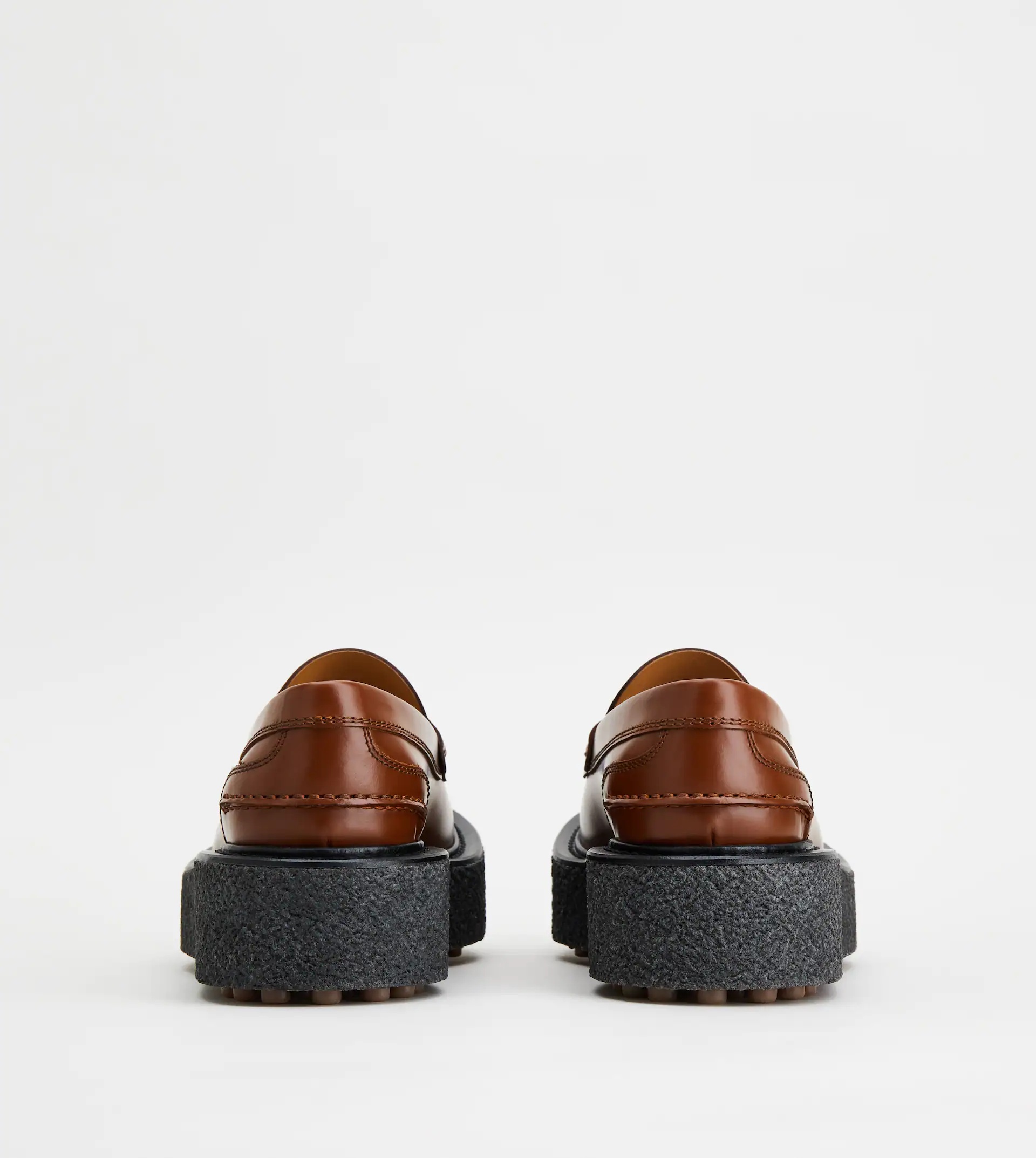 PLATFORM LOAFERS IN LEATHER - BROWN - 2
