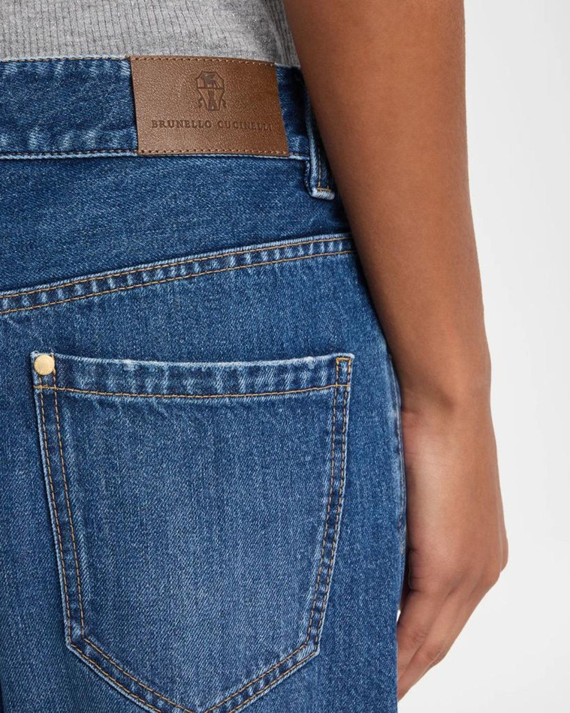 Mid-Rise Monili Trim Wide-Leg Jeans 5