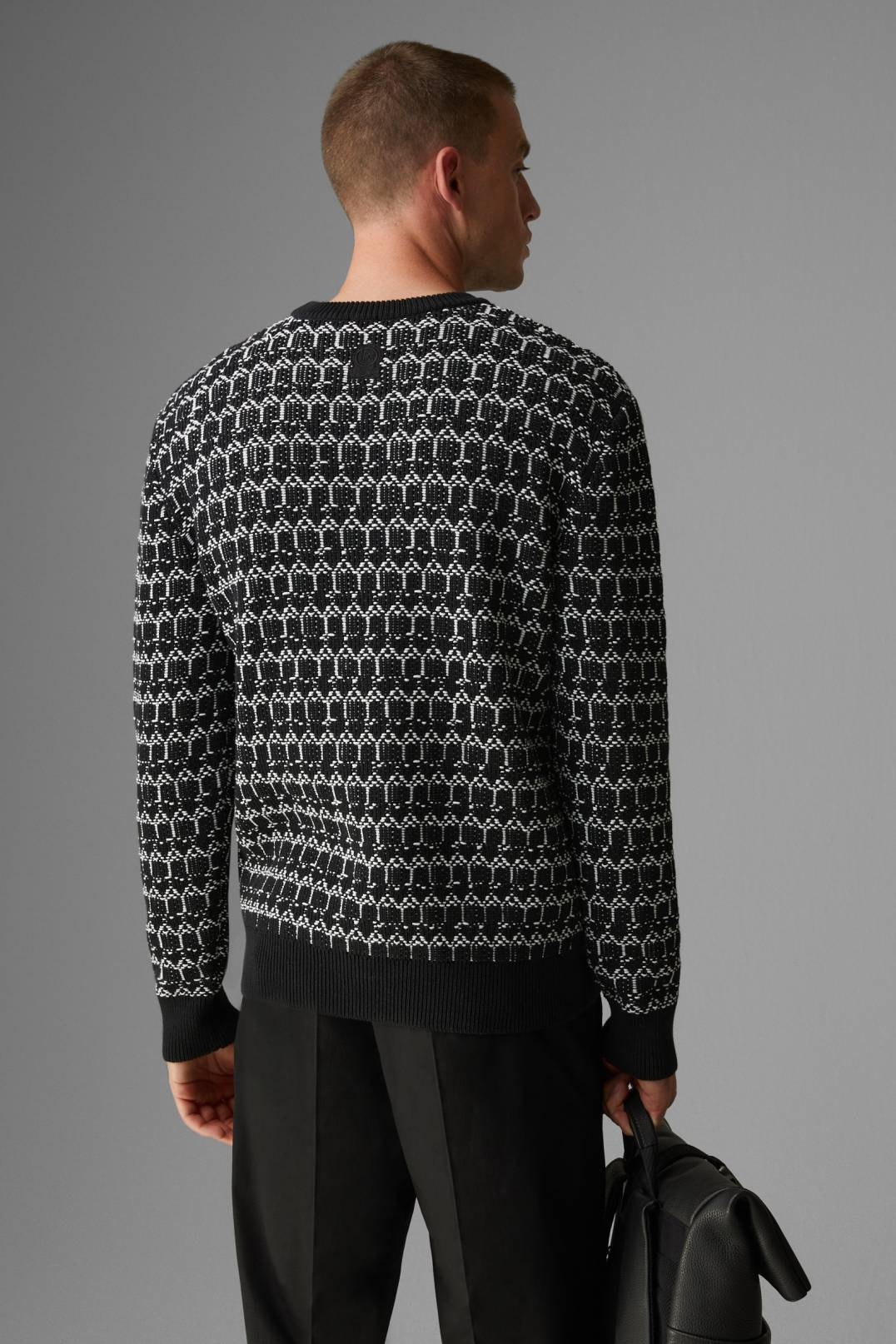 CRAIG KNITTED PULLOVER IN BLACK/WHITE - 3