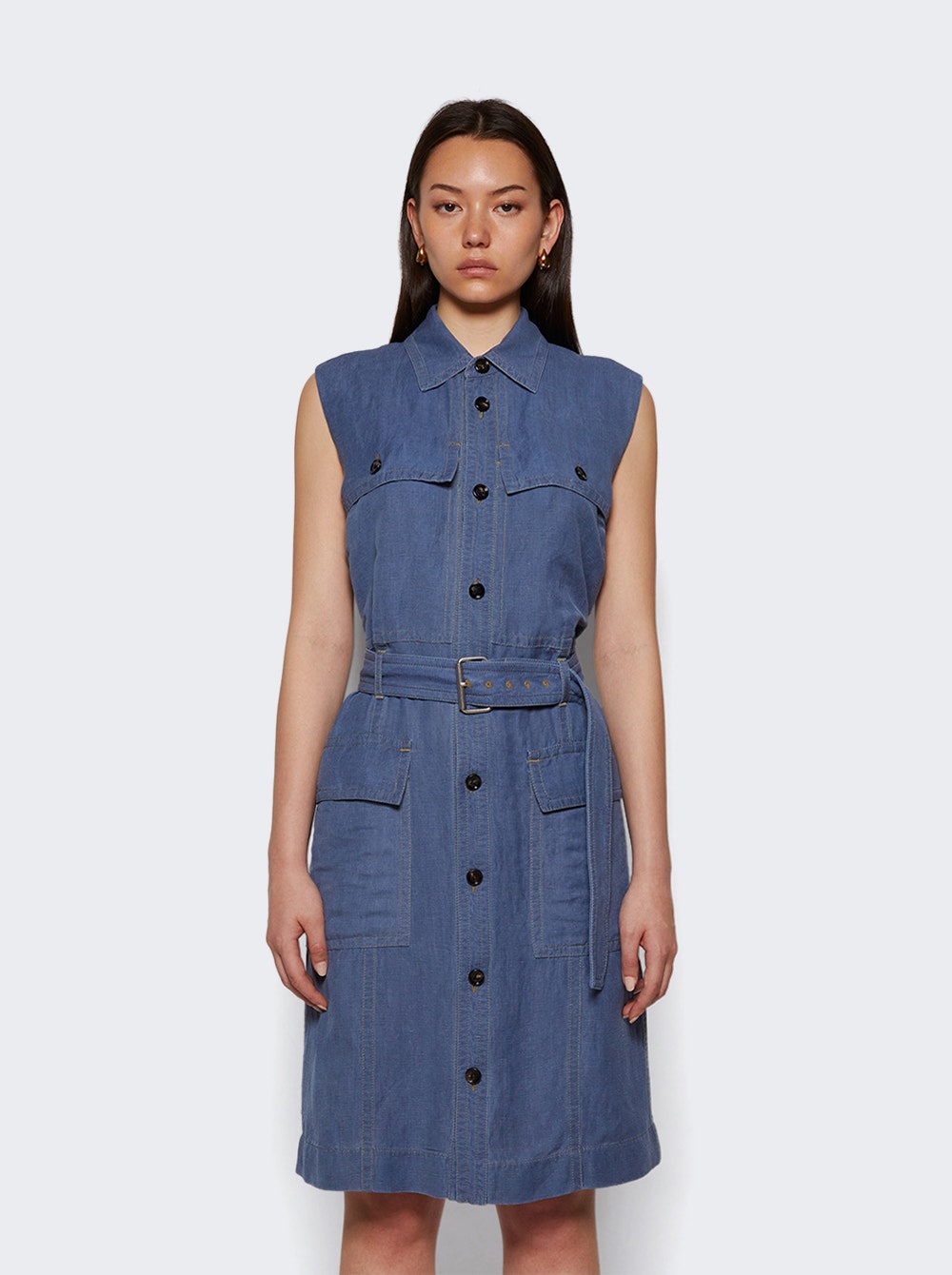 Belted Midi Dress Blue - 2