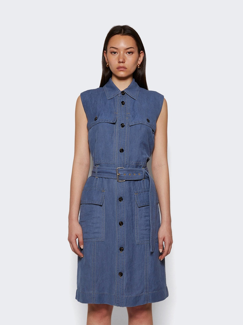 Bottega Veneta Belted Midi Dress Blue outlook
