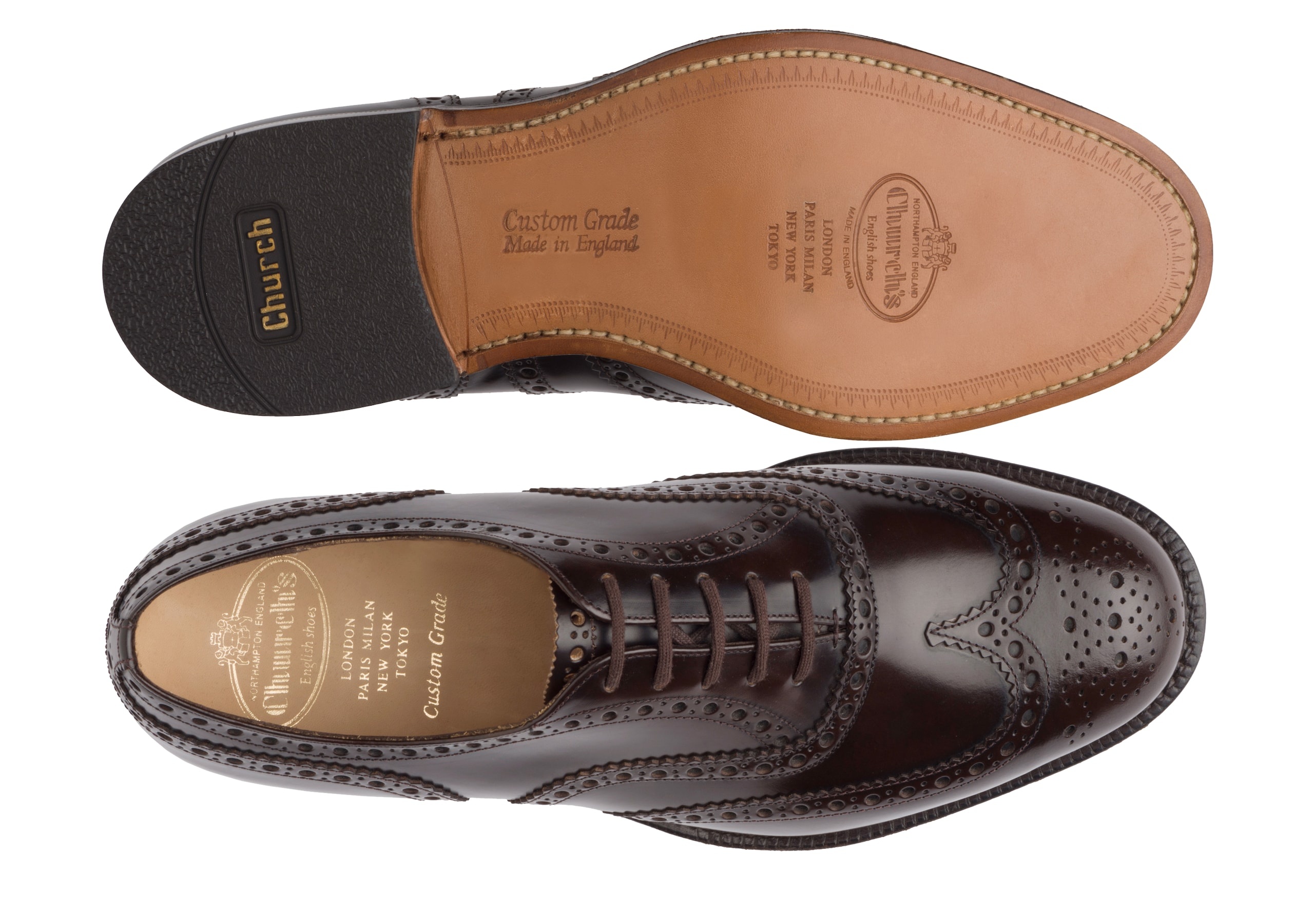 Church s Burwood Polished Binder Oxford Brogue Light ebony REVERSIBLE