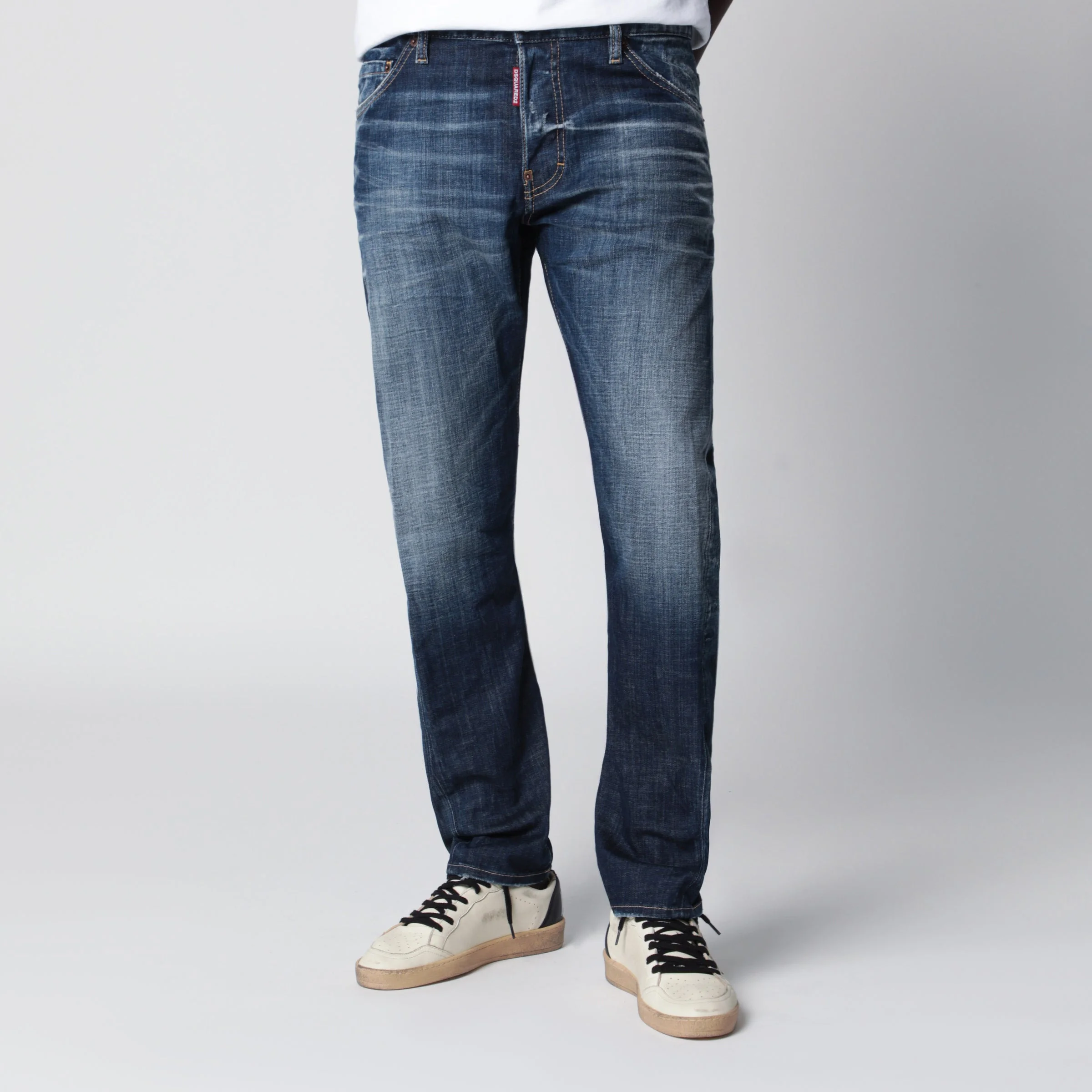 Blue washed-effect jeans - 1