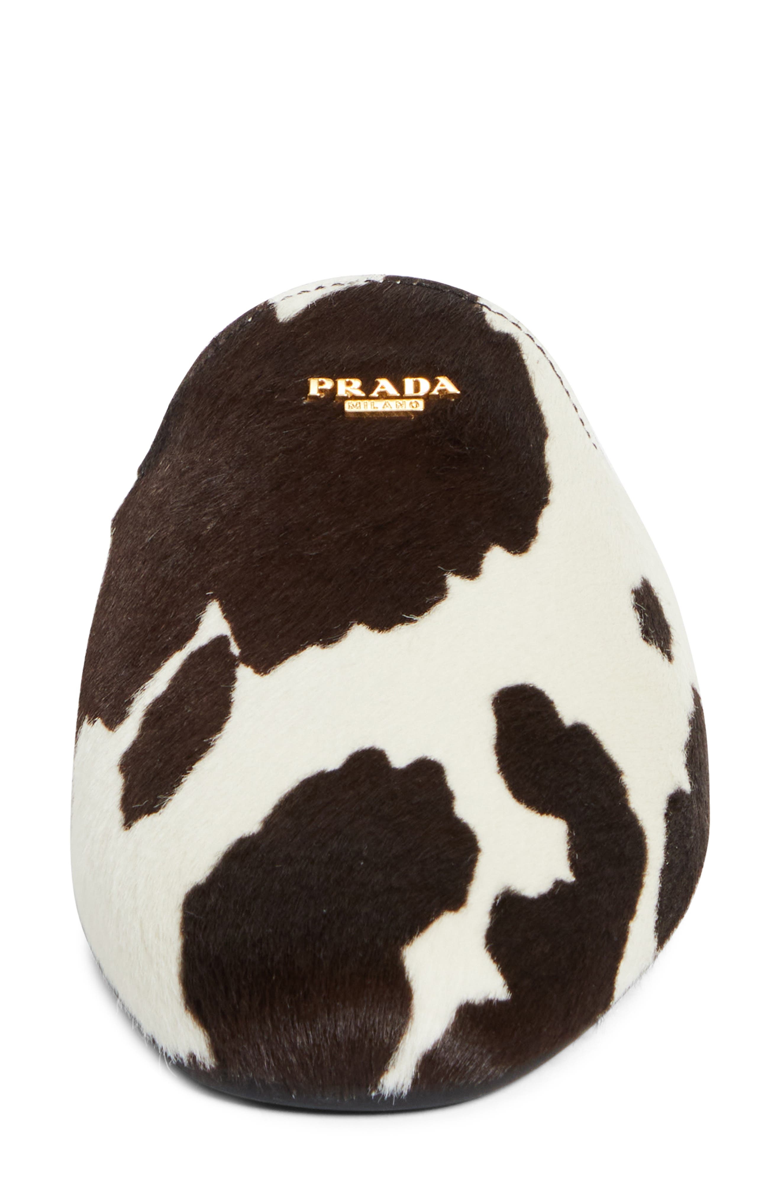 Prada Genuine Calf Hair Mule in Bianco/Moro at Nordstrom - 4
