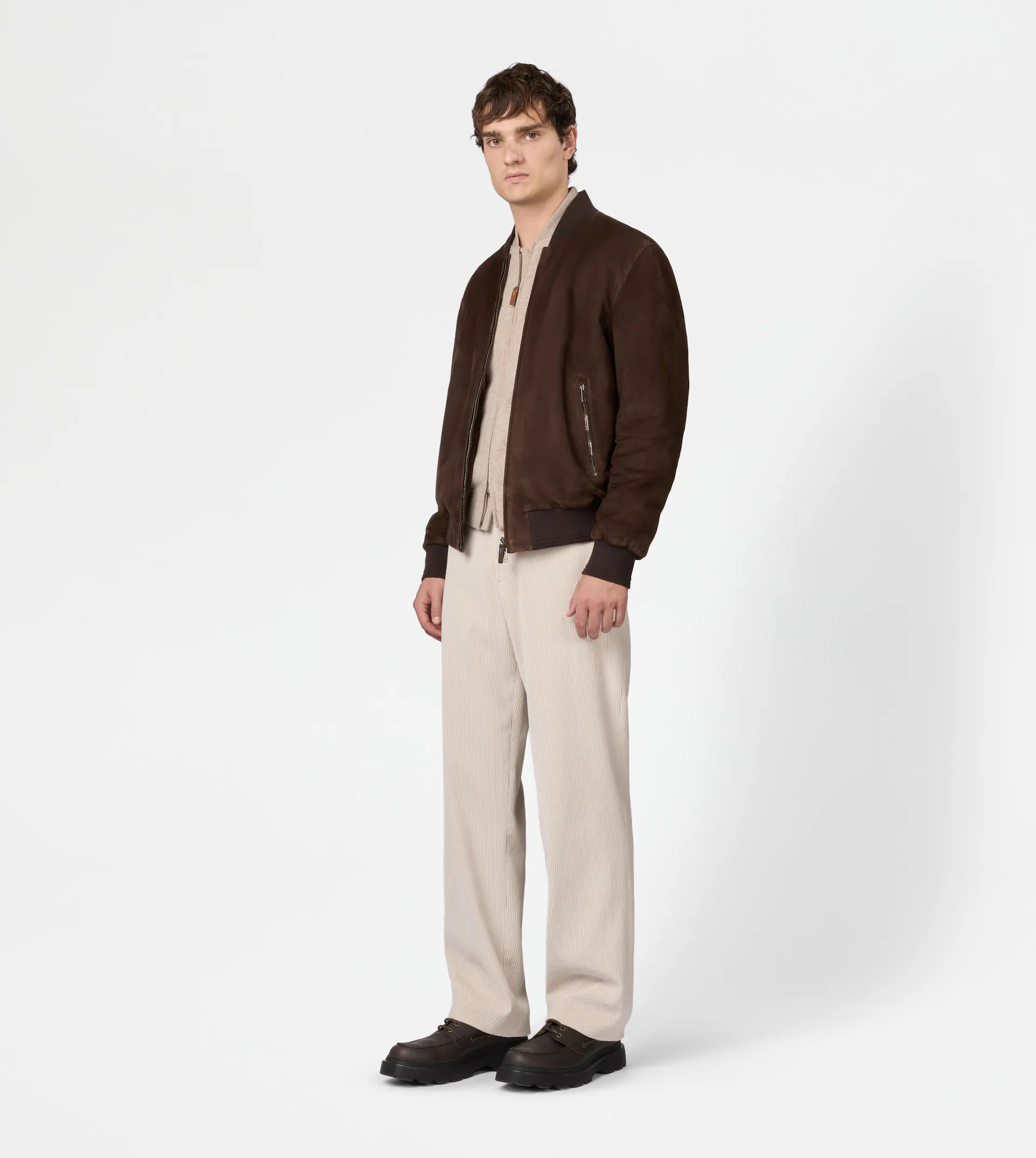 BOMBER JACKET IN PASHMY SUEDE - BROWN - 2