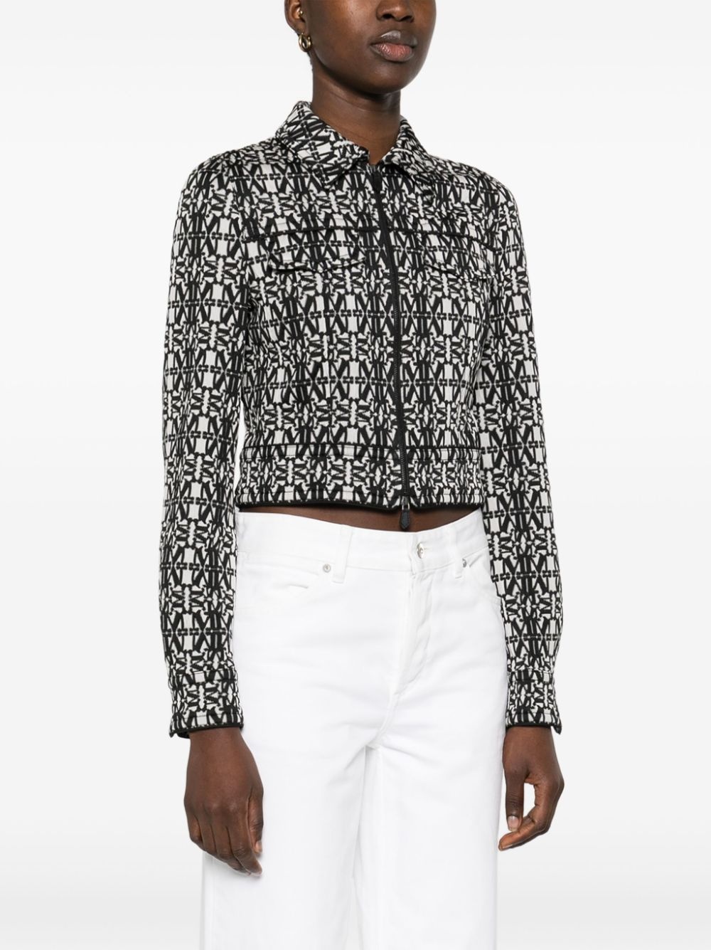 Tony monogram-pattern cropped jacket - 3