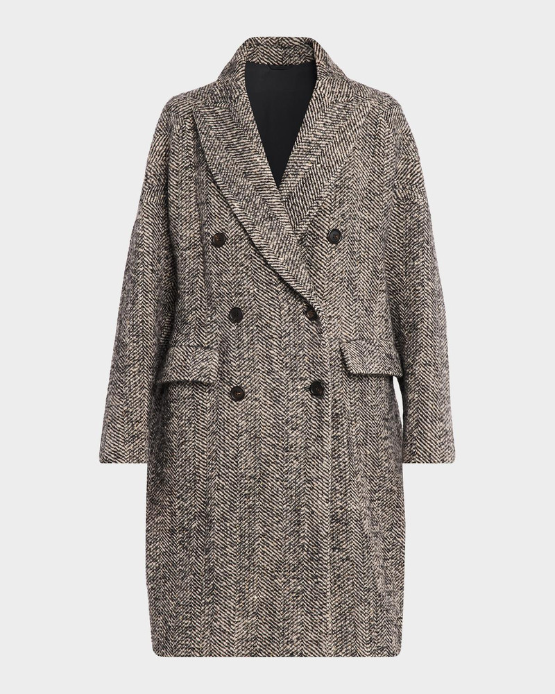 Maxi Herringbone Double-Breasted Coat 1