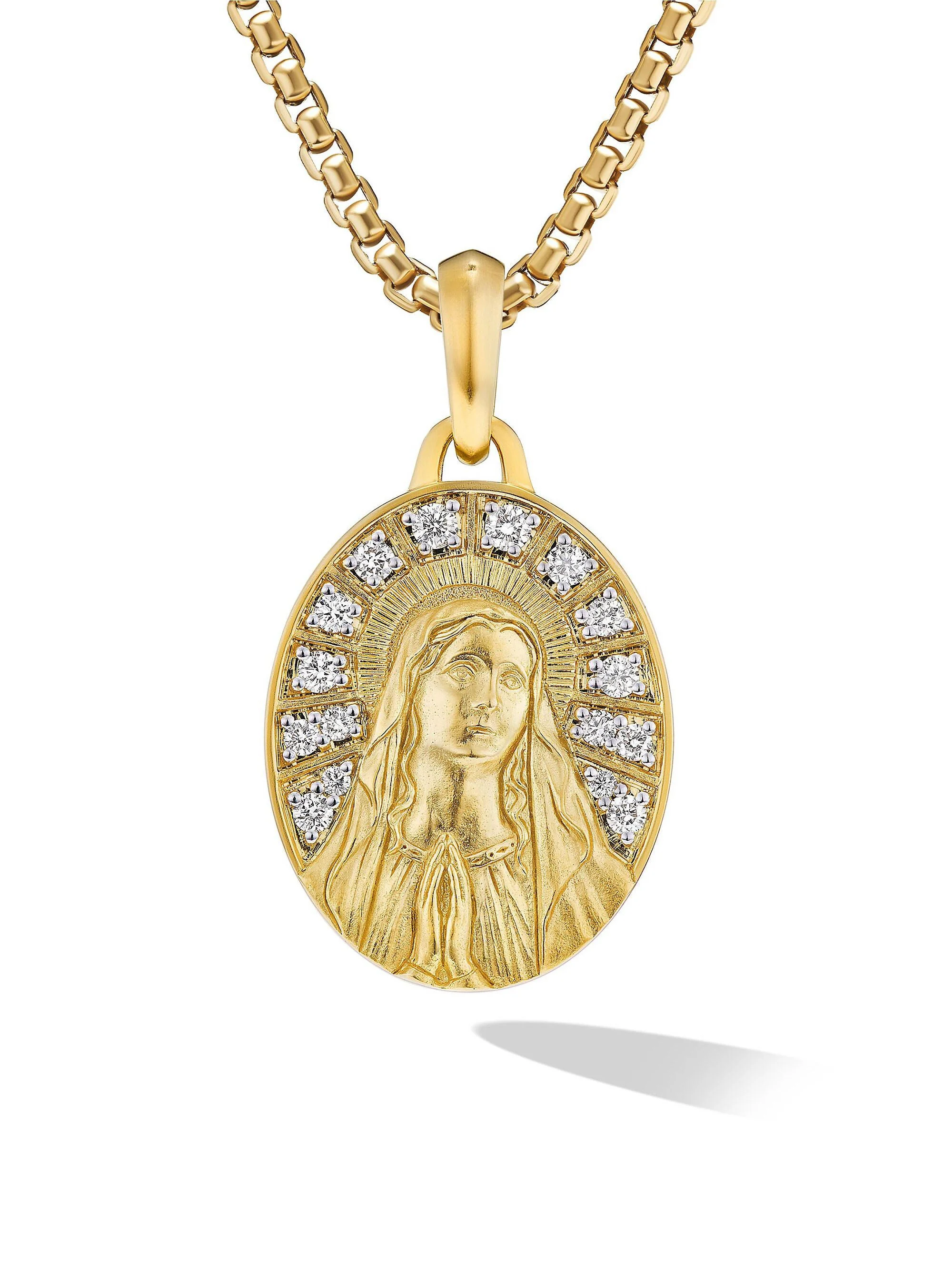 Men's Mary Amulet in 18K Yellow Gold - Diamond - 1