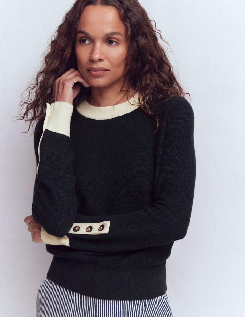 Grace Colour Block Sweater-Navy 1