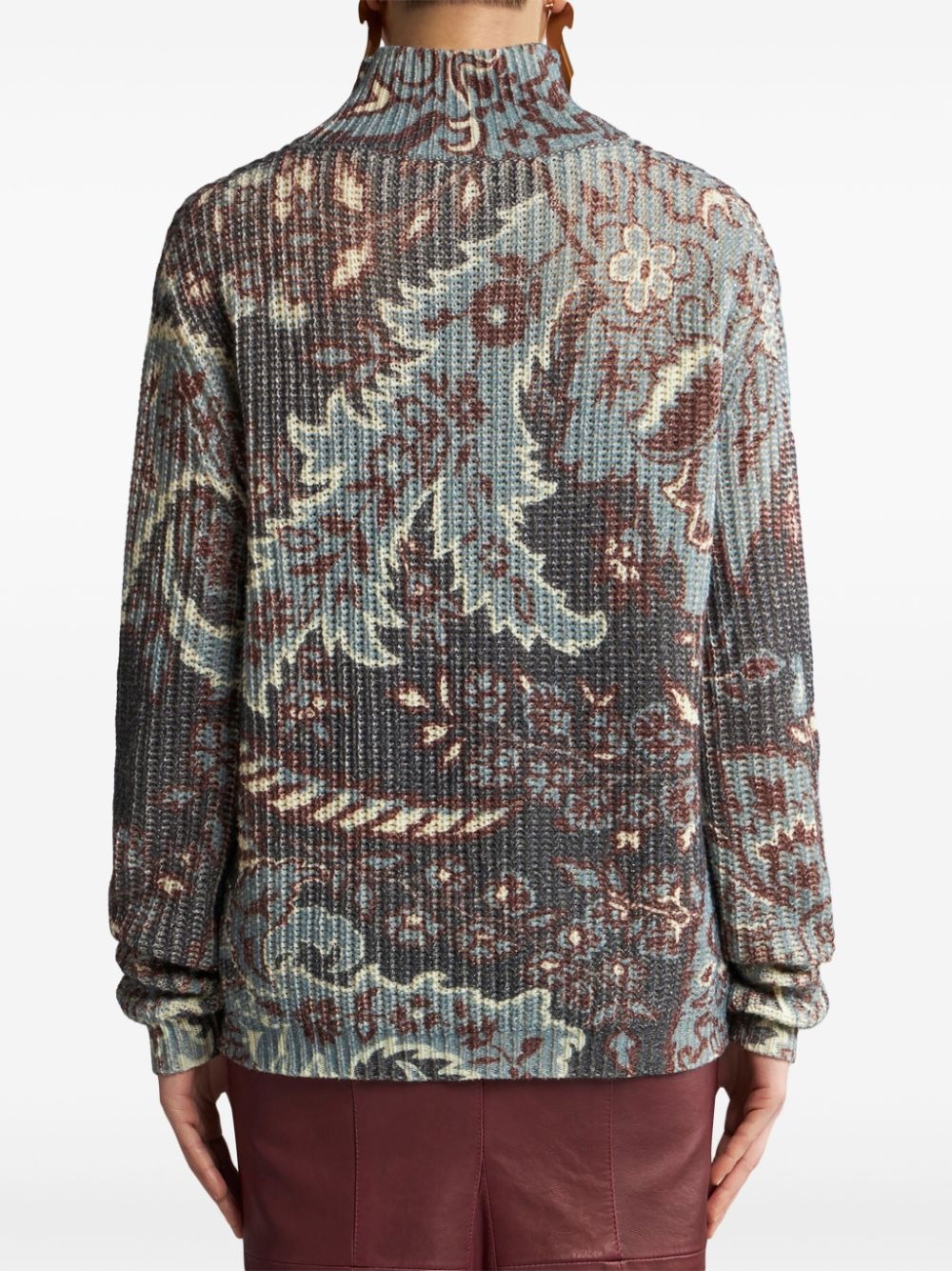 floral-print wool sweater - 4