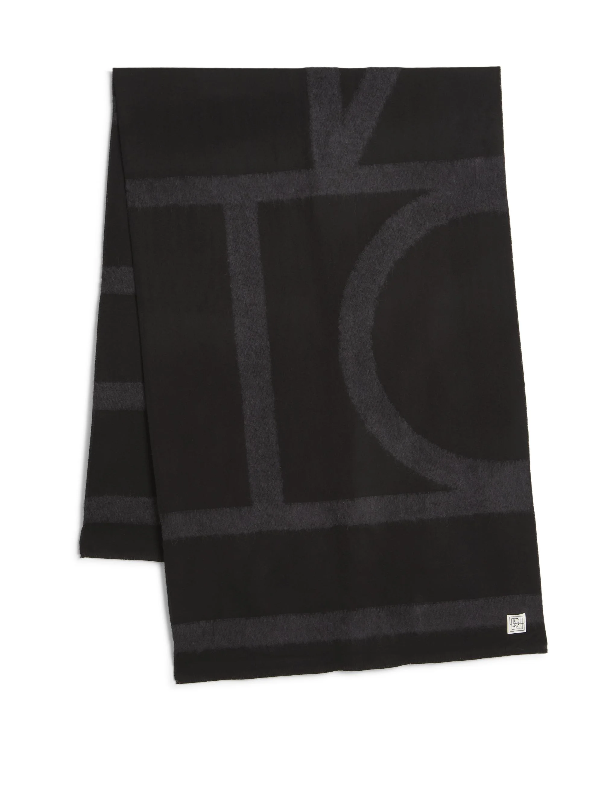 Women's Wool-Blend Twill Scarf - Black - 1