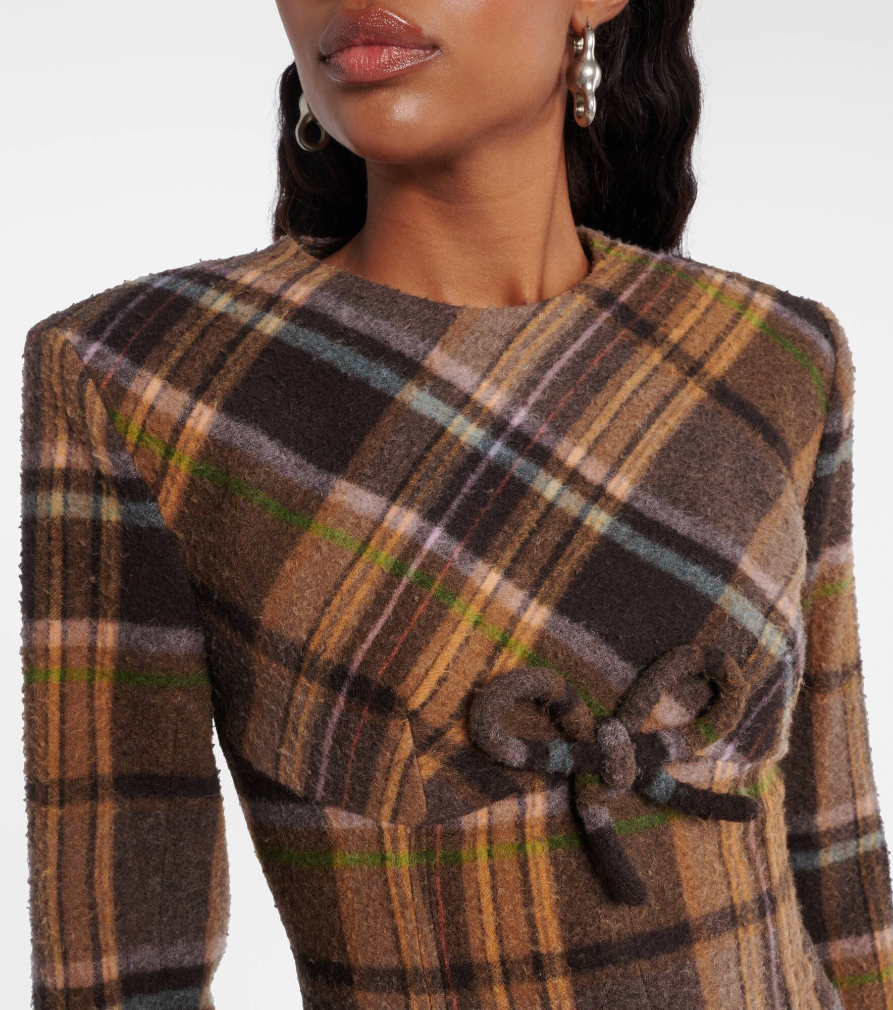 Checked wool-blend minidress - 4