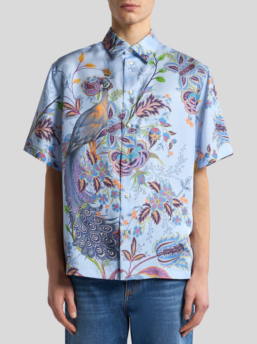 SILK SHIRT WITH PEACOCK MOTIF - 2