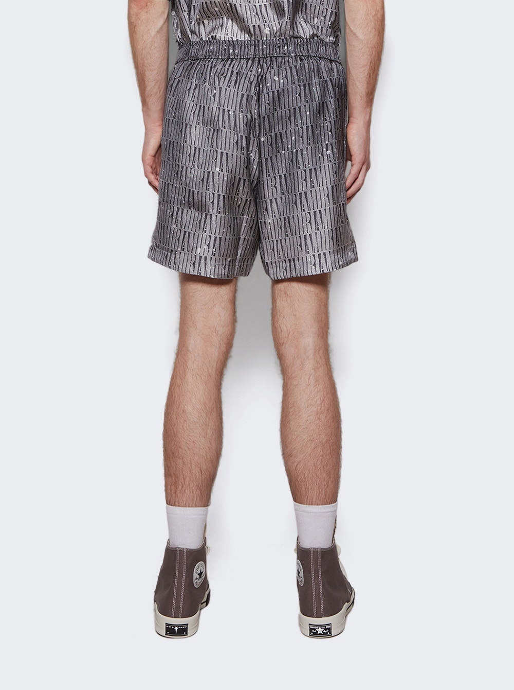 Gradient Drawstring Silk Shorts Grey - 5