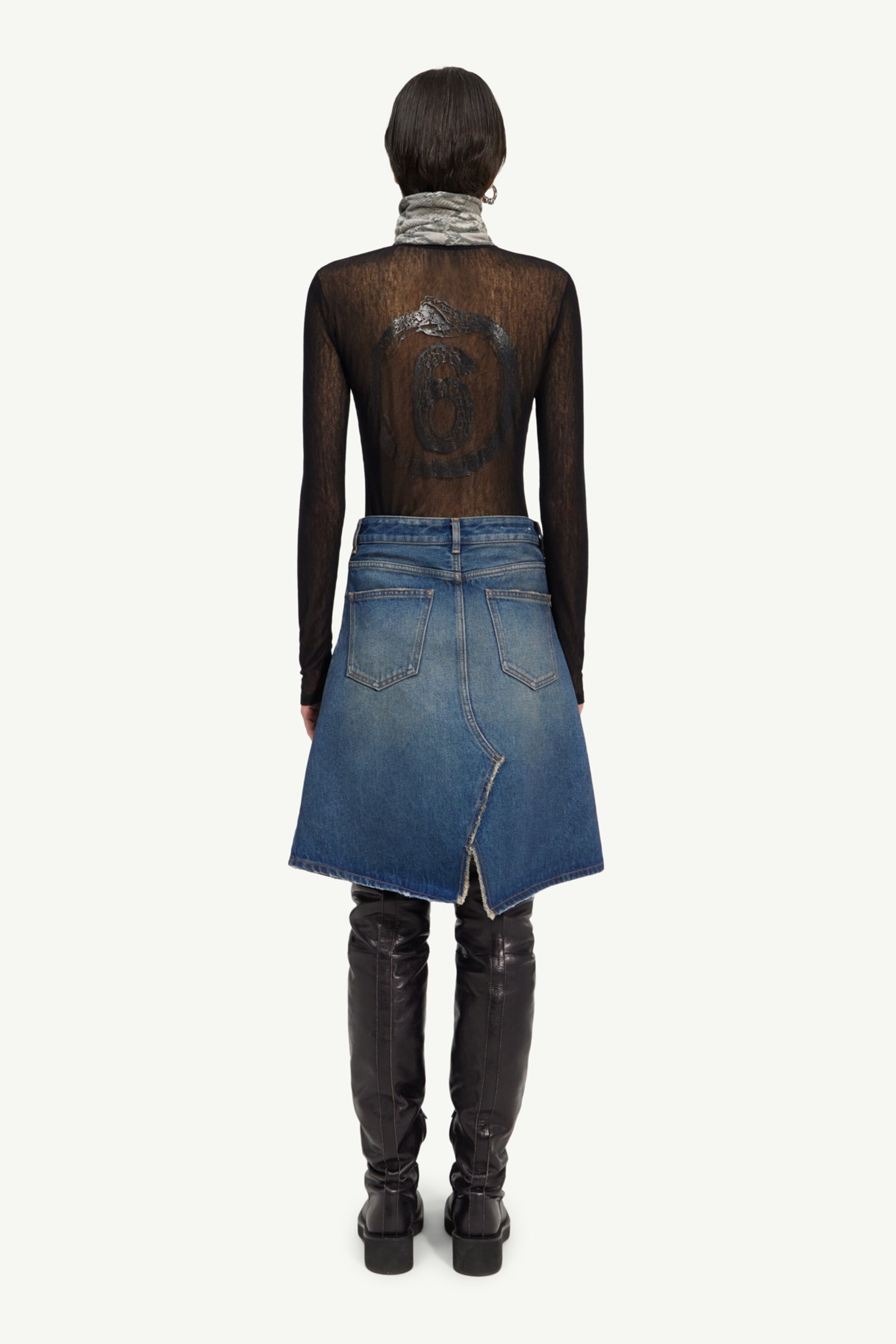Distressed denim skirt - 4