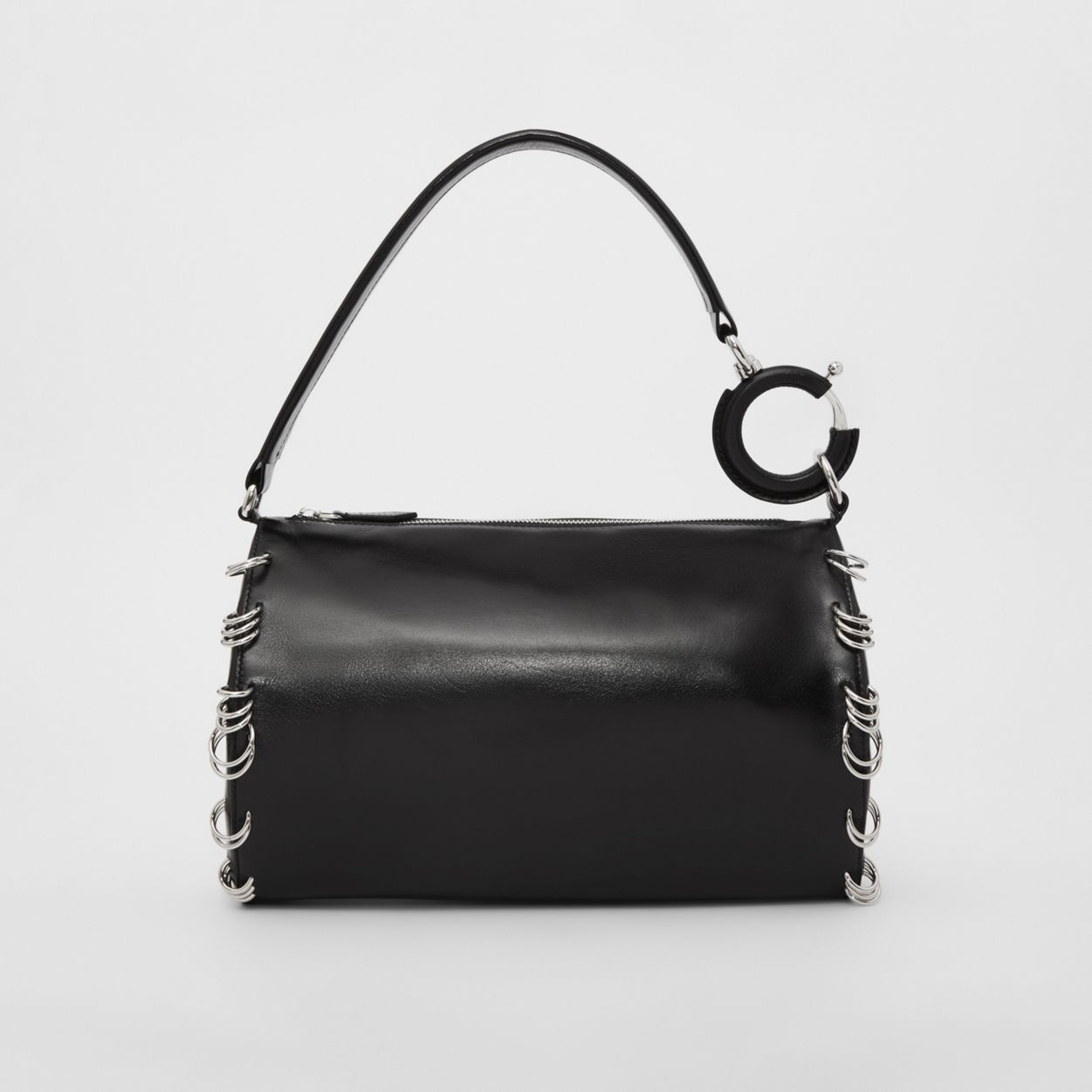 Small Ring-pierced Leather Rhombi Bag - 1
