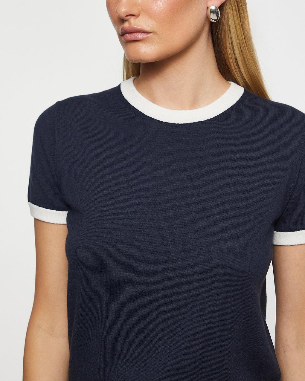 T-Shirt Ringer Sweater Tee Blue/White - 5