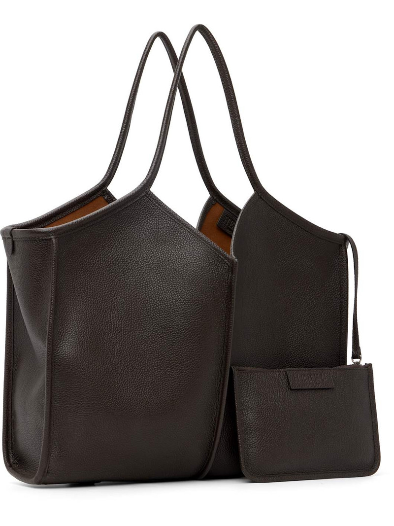 HEREU Brown Calella Squared Medium Grainy Tote outlook