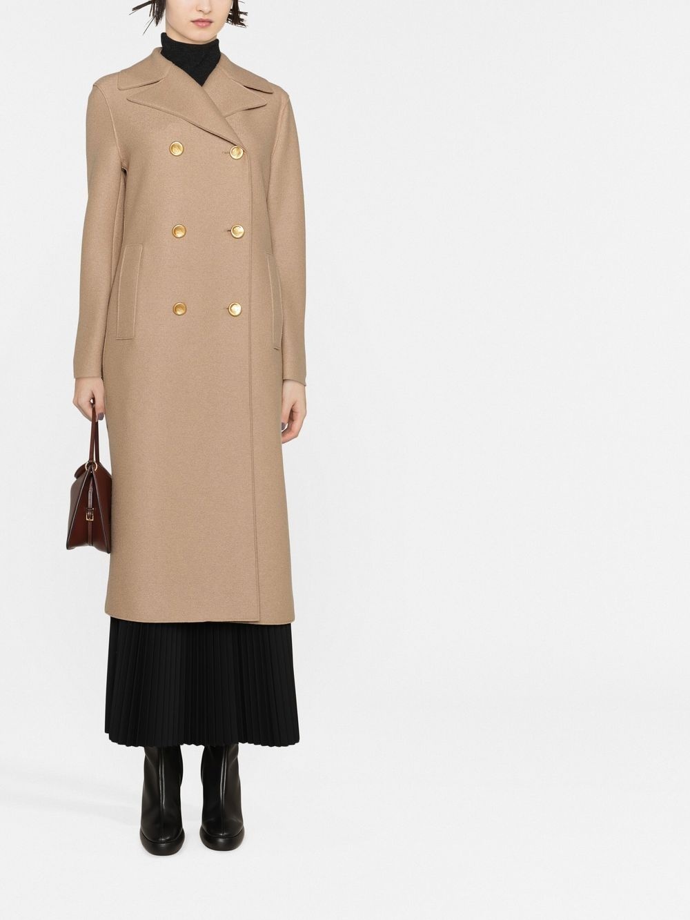 double-breasted virgin wool coat - 2