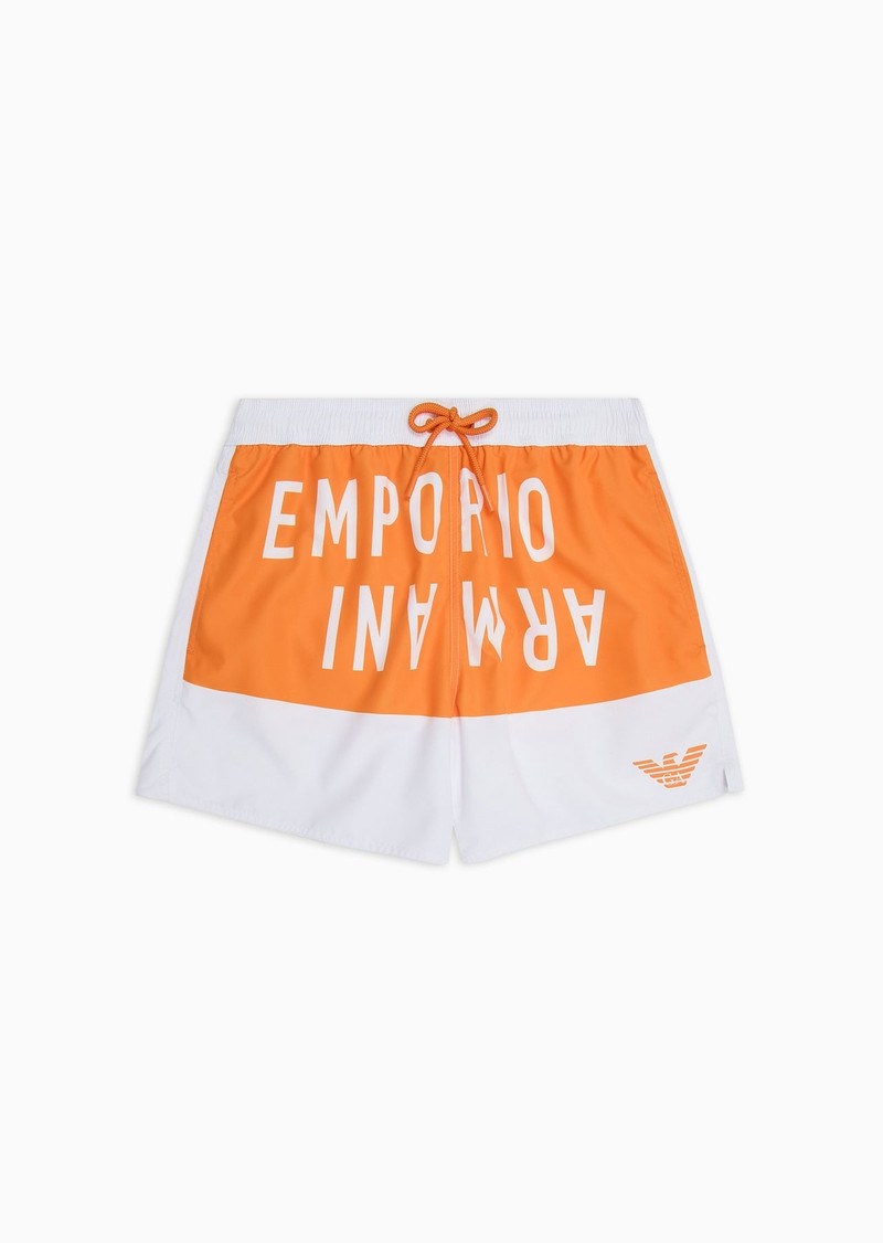 ASV recycled-fabric swim shorts with bold logo band 1