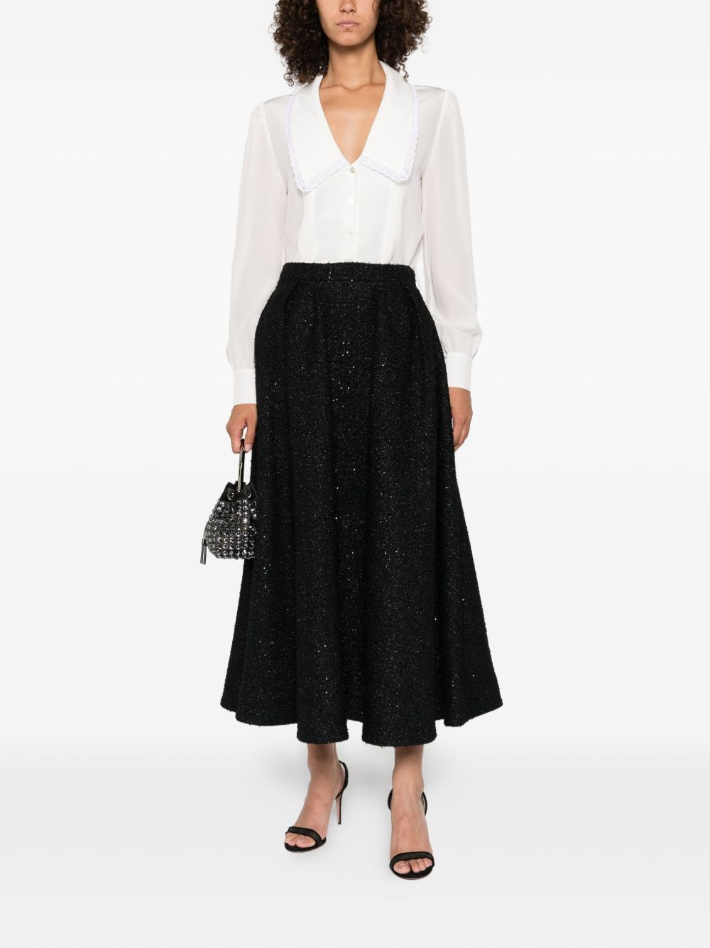 lace-trimmed collared blouse - 2