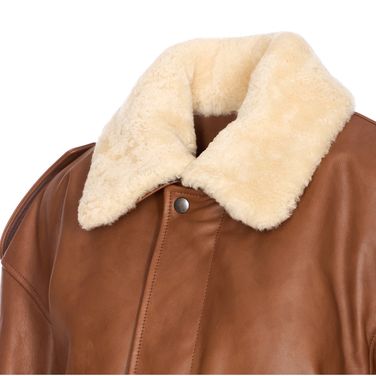 Saint Laurent Women Hammered Leather And Shearling Bomber Jacket - 3