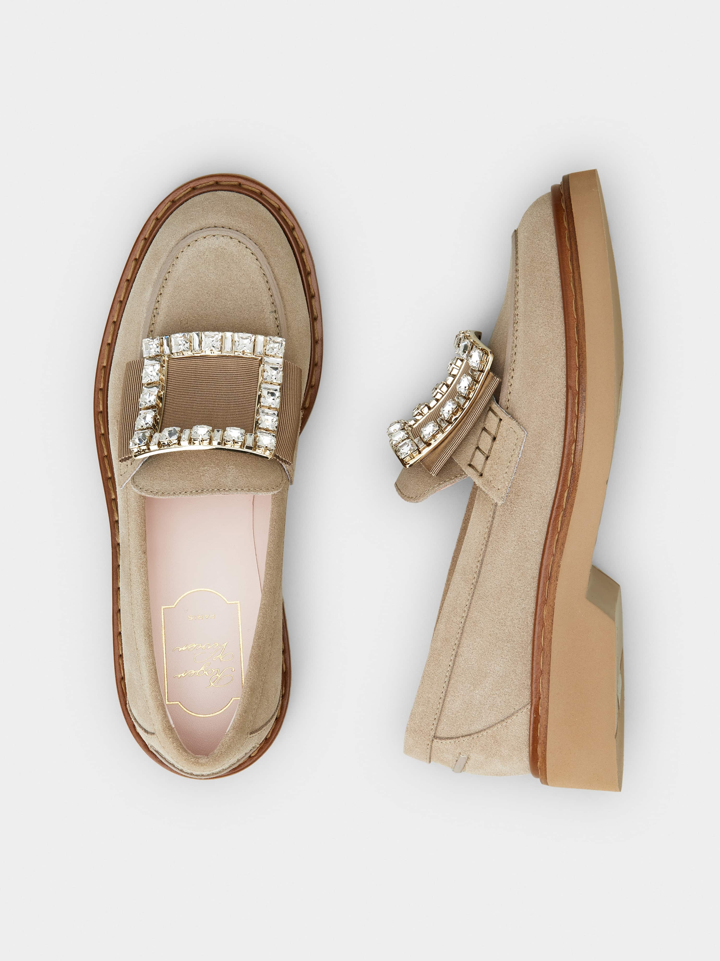 Viv' Rangers Strass Buckle Loafers in Suede - 4