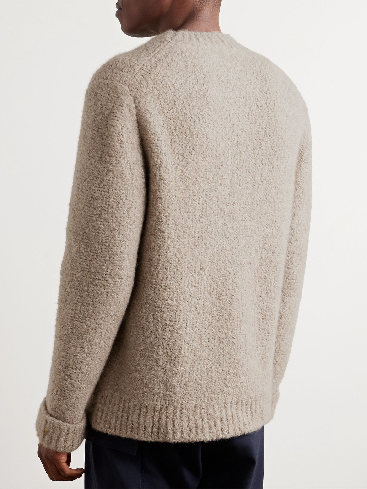 Cloud Embellished Cashmere-Blend Bouclé Sweater Neutral - 4