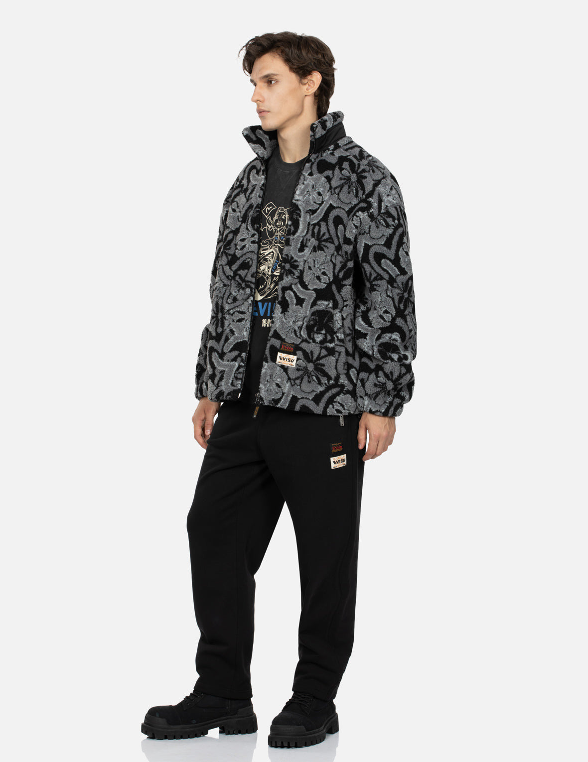 ALLOVER SEAGULL AND KAMON JACQUARD LOOSE FIT SHERPA JACKET - 3
