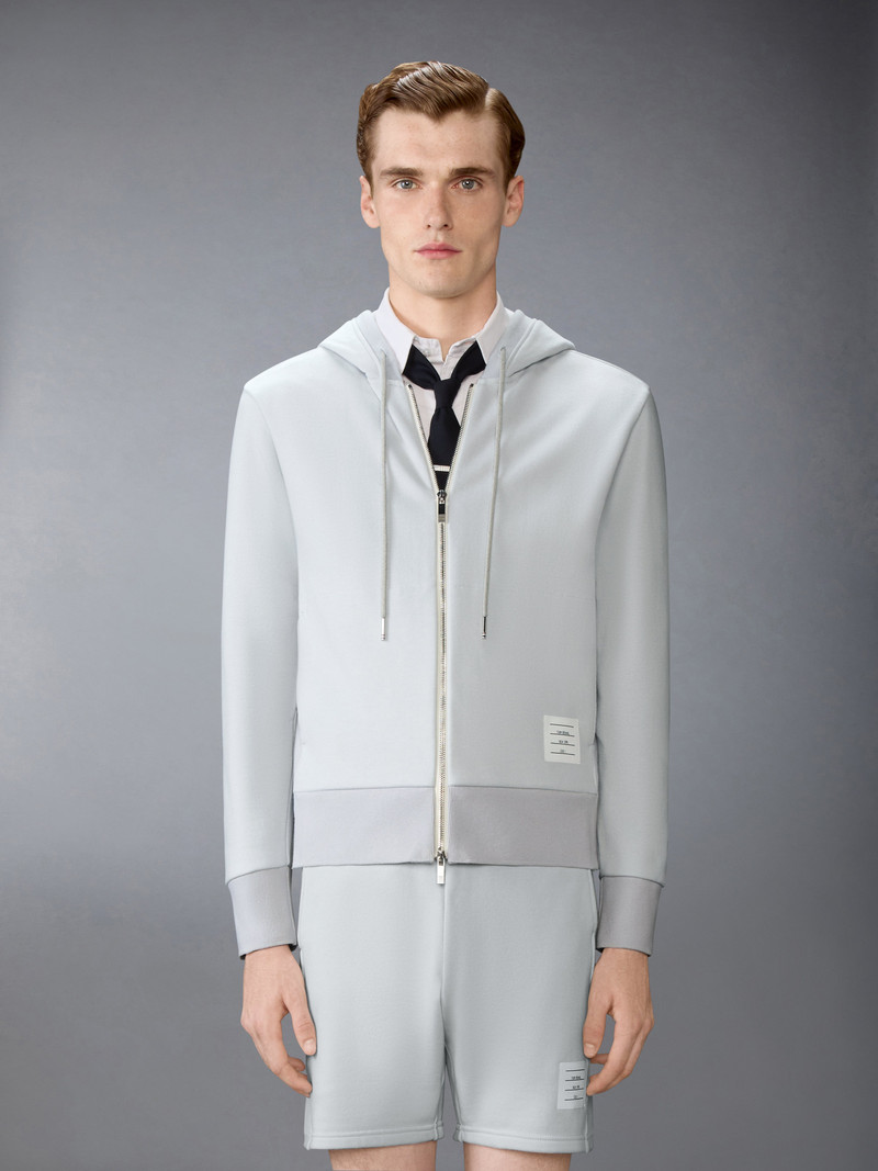 Thom Browne LOOPBACK JERSEY 4-BAR ZIP UP HOODIE outlook