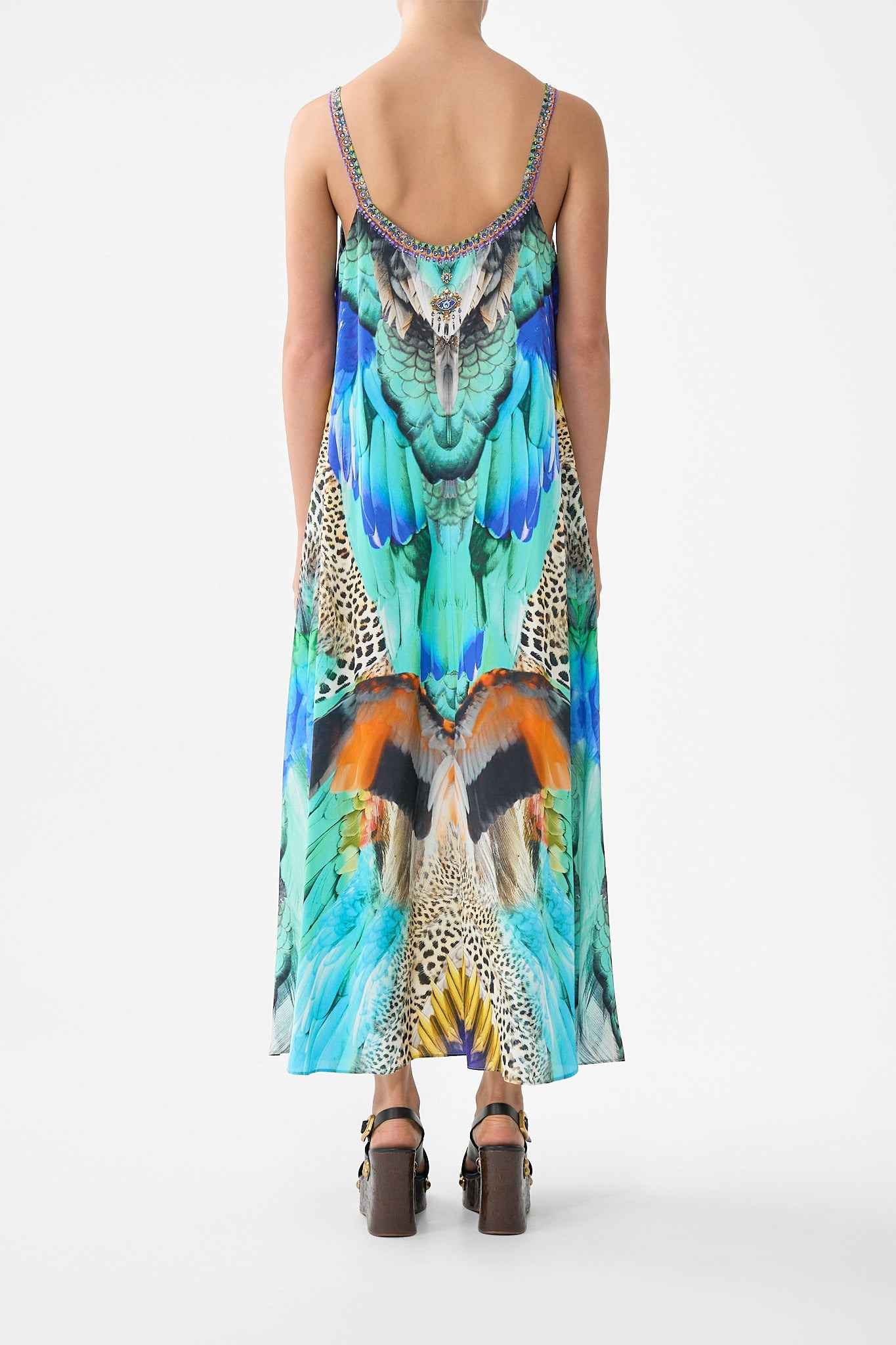 V NECK MIDI SLIP DRESS - 3