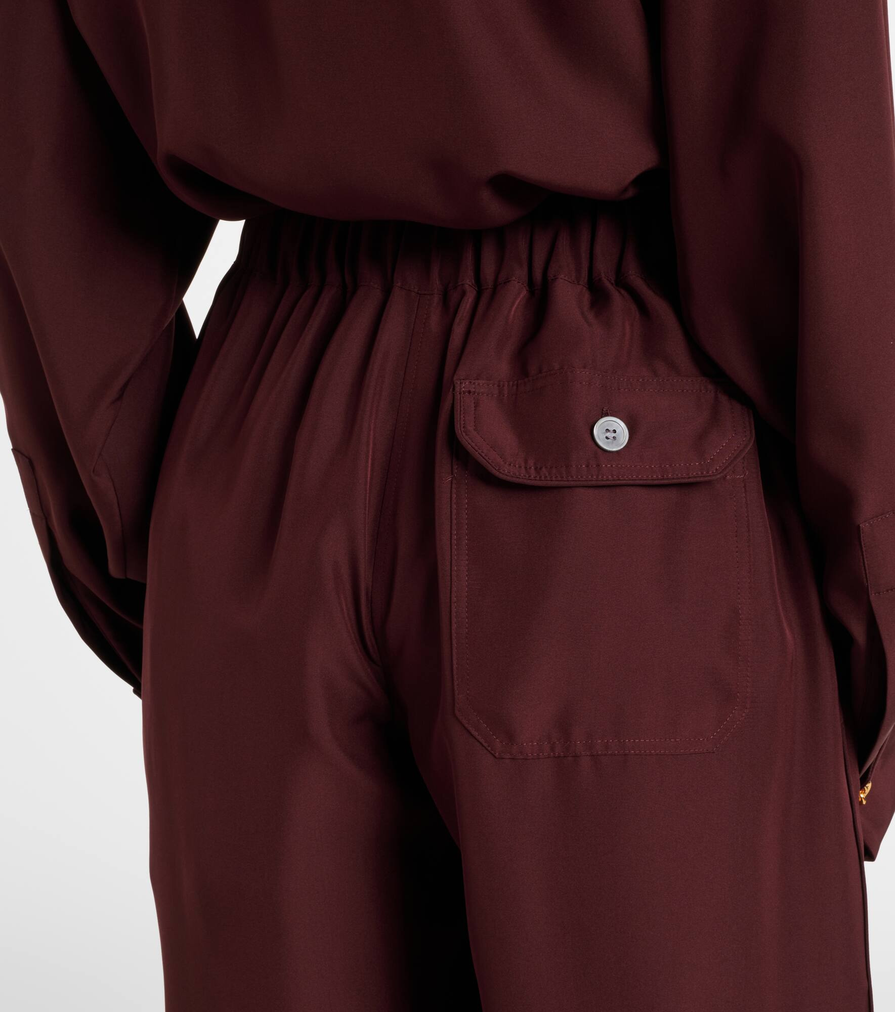 Pleated silk straight pants - 5