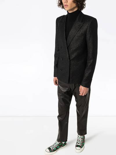 SAINT LAURENT metallic pinstripe double-breasted blazer outlook