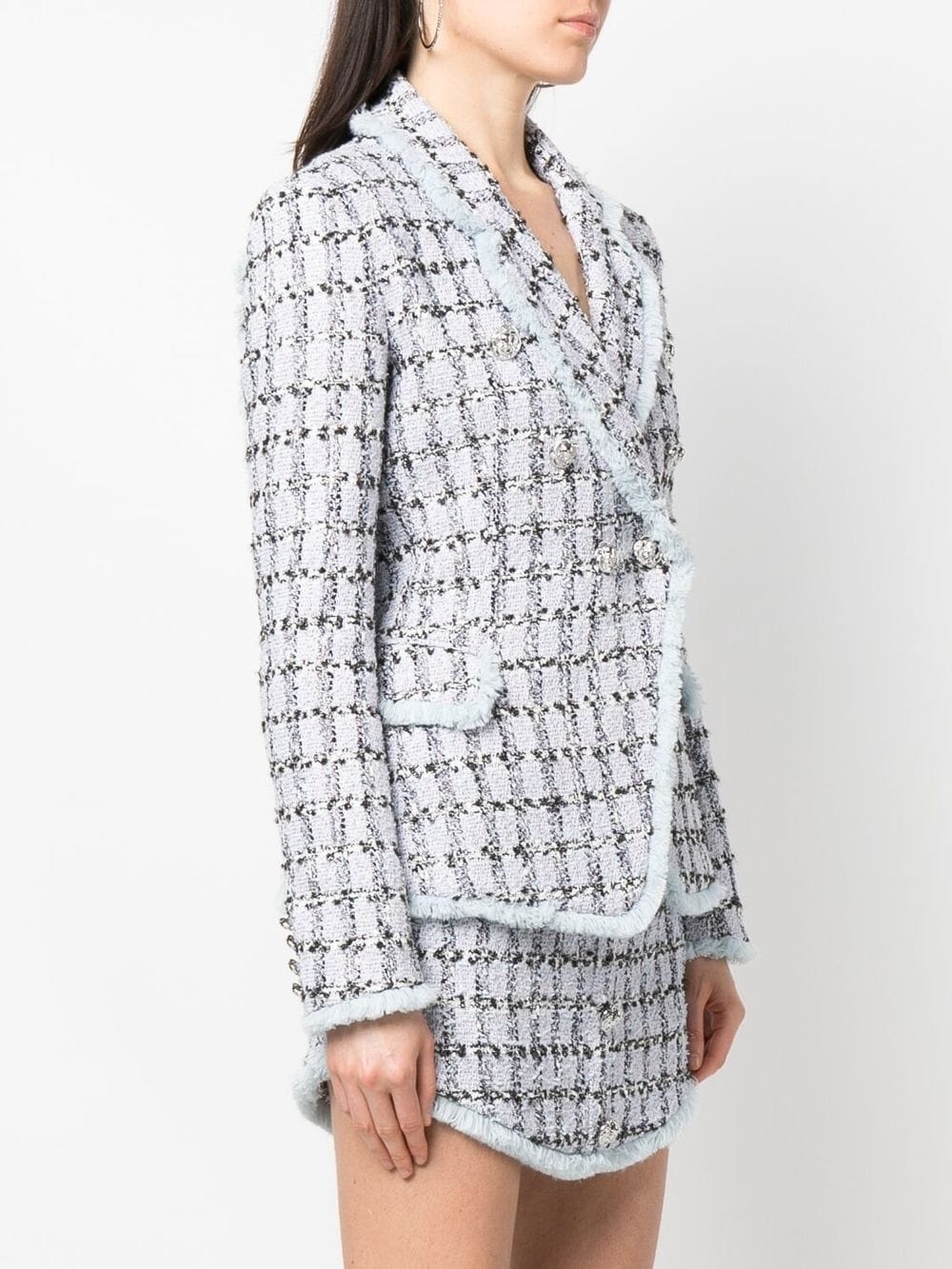 tweed button-up blazer - 3